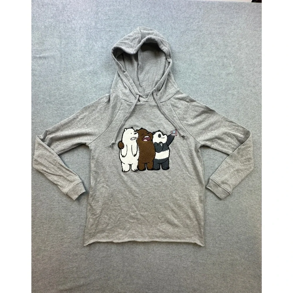 Hot Topic We Bare Bears Chenille Patch Hoodie Gray Cartoon Network SM NWT